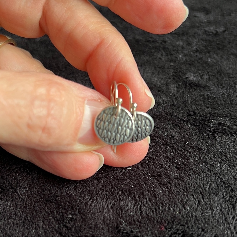 Sterling Silver Knitting Texture Dangle Earrings - image 2